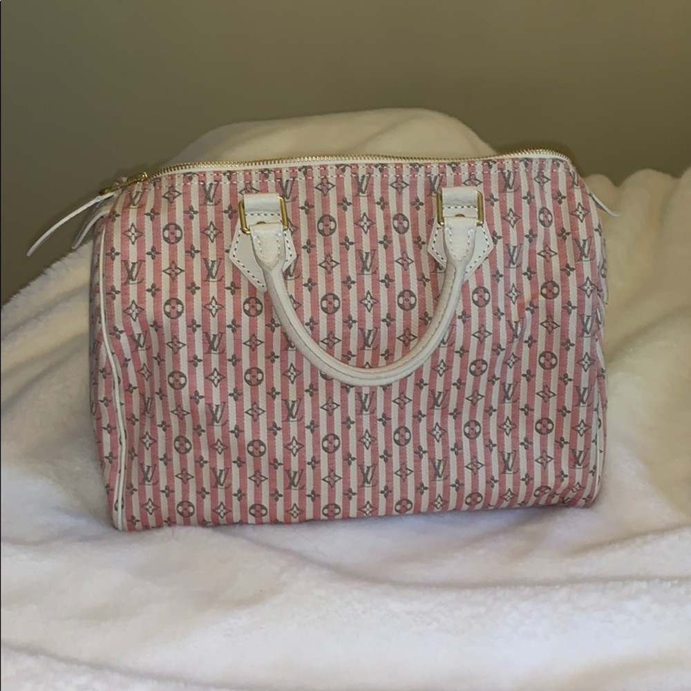 Louis Vitton Monogram Mini Lin Speedy Rouge